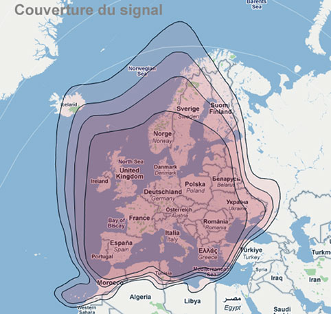 couverture signal TV française par satellite